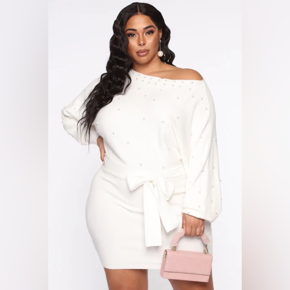 Elegant White Sweater with Pearl Accents